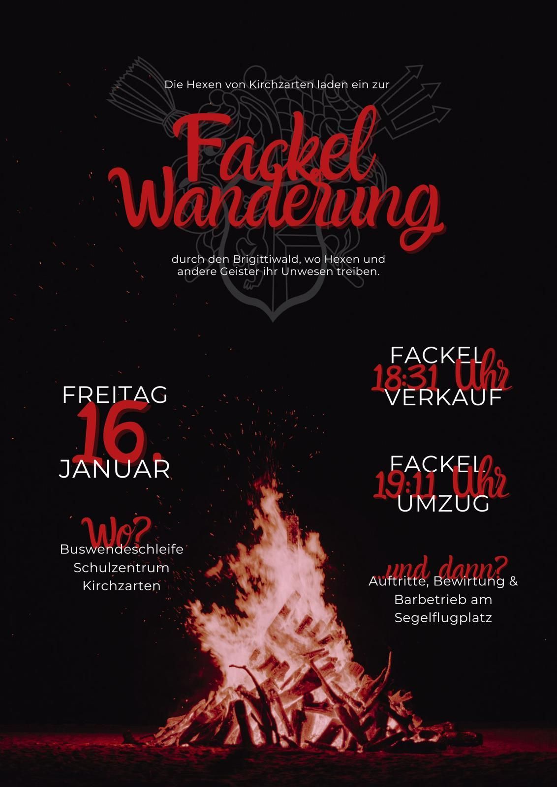 Plakat zur Fackelwanderung der Hexen von Kirchzarten 2026